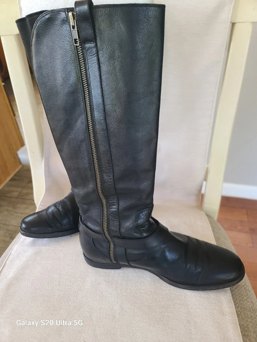 COLE HAAN Women's Black Leather Tall Riding Boots